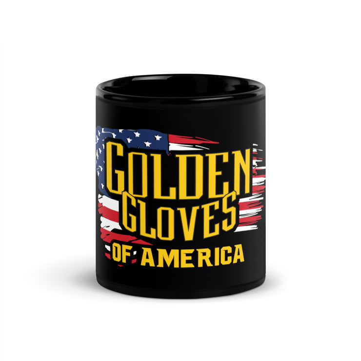 Golden Gloves USA Black Glossy Mug