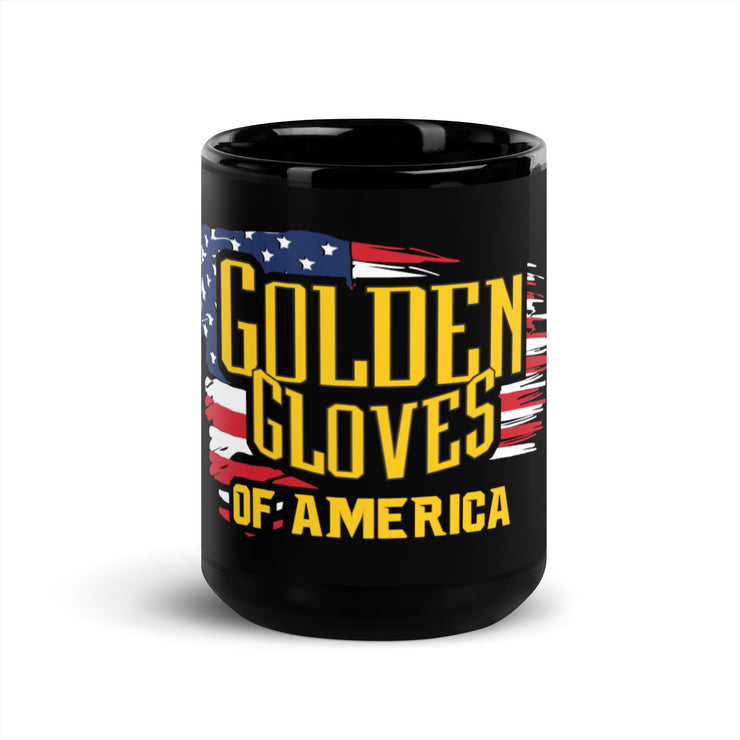 Golden Gloves USA Black Glossy Mug